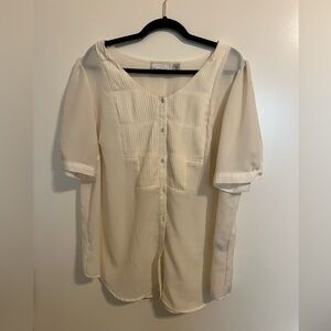Ivory Cream Short Sleeve Blouse